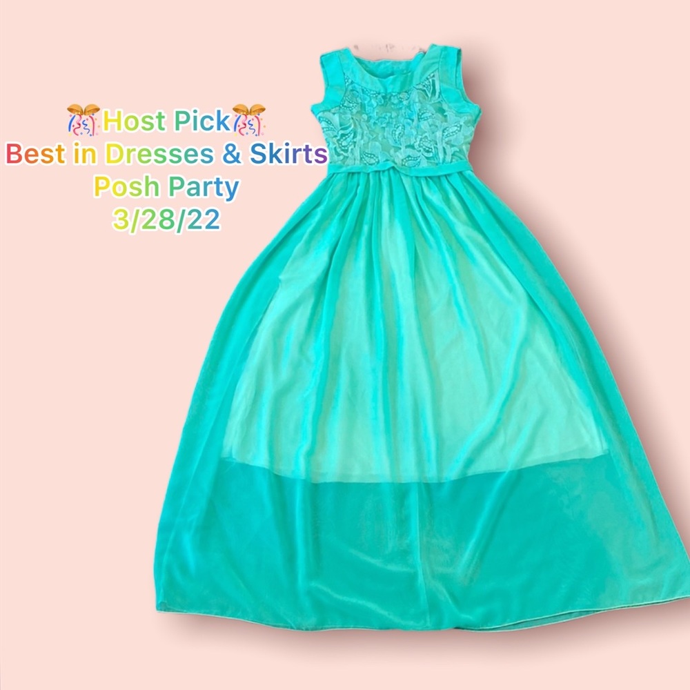Mint Green Crochet Lace Up Top Maxi Dress - Picture 1 of 8